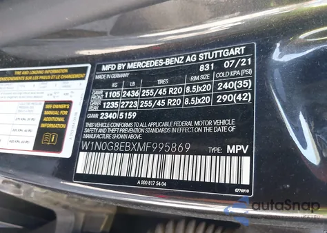 2021 Mercedes-Benz Glc 300 4Matic Suv z USA, uszkodzony, nr VIN W1N0G8EBXMF995869